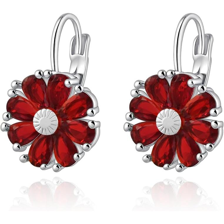 Pendientes florales con piedras de nacimiento, elegantes y de estilo vintage, un accesorio imprescindible para la mujer