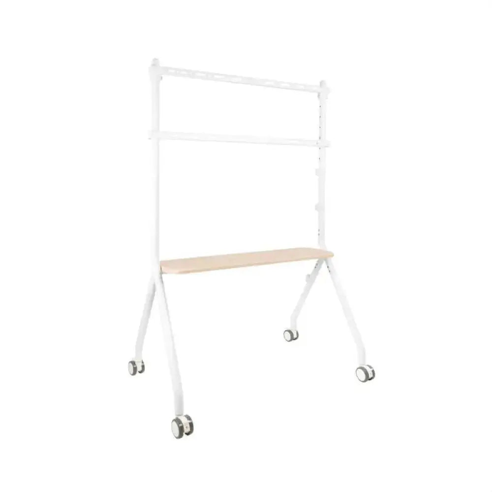 Tooq - Soporte de suelo con ruedas para TV 49\"-80\" FS20207M-W blanco y haya, ajustable 775-1075 mm, capacidad 50 kg