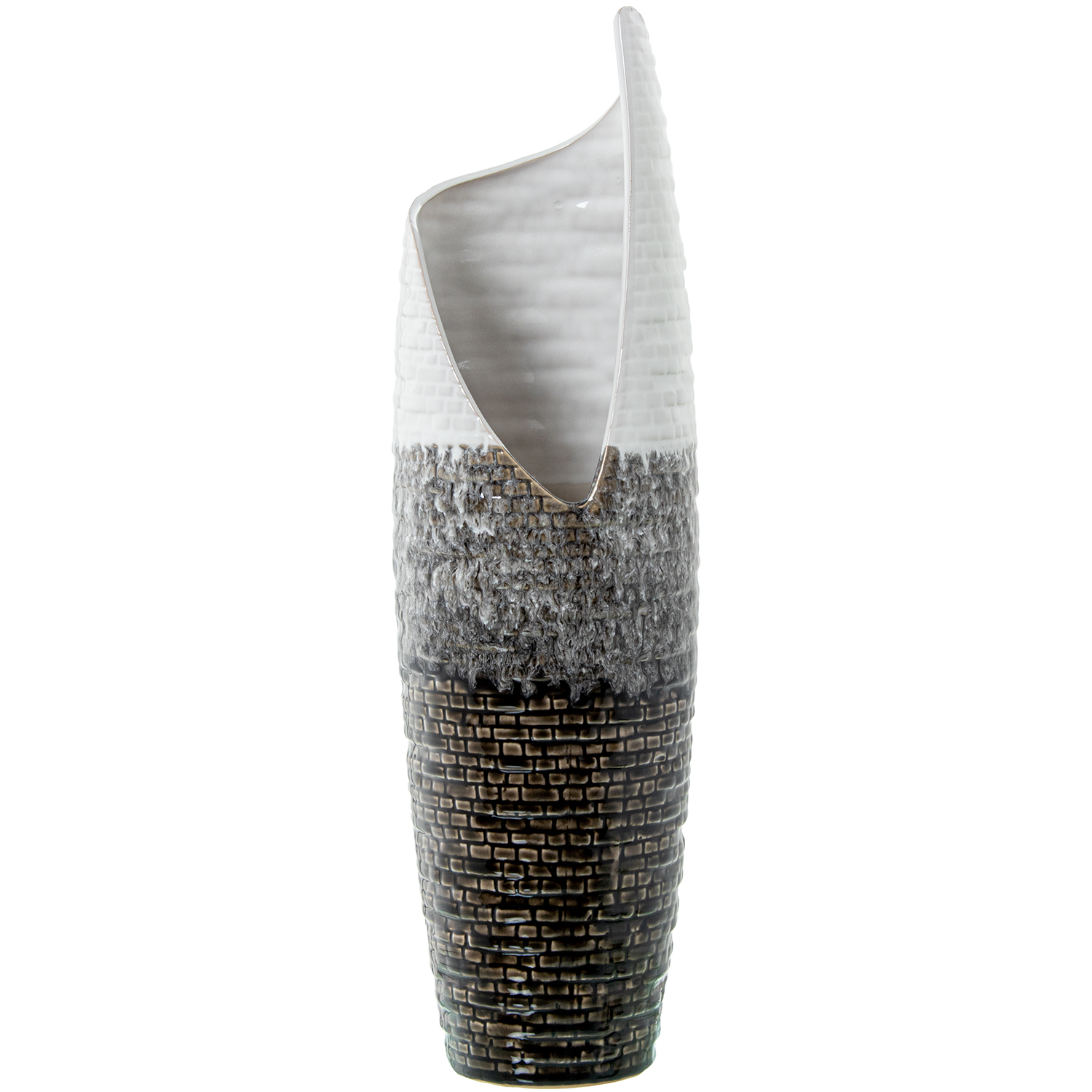 Jarron 22380 ceramica mosaicogris, blanco 11x49cm