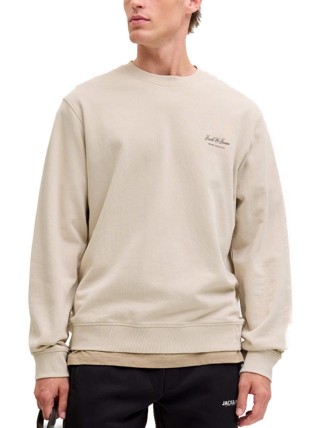 Sudadera Jack&Jones Archive beige manga larga de hombre