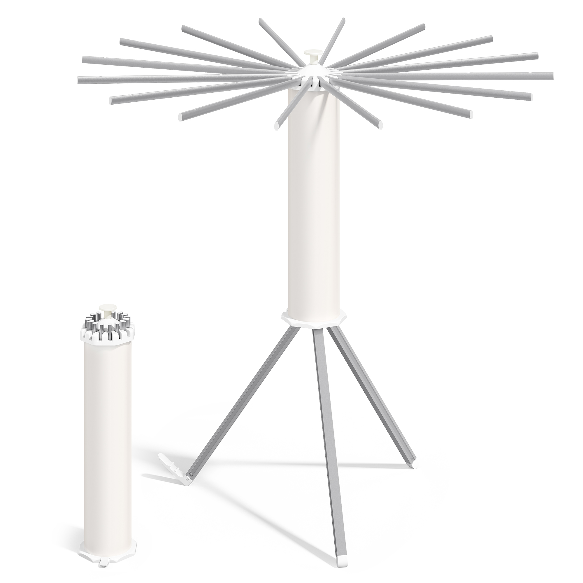 SONGMICS Tendedero Vertical, Plegable y Portátil, Ahorro de Espacio, Giratorio, Extensible, para Lavadero y Balcón, 16 Brazos de Aleación de Aluminio, Plateado