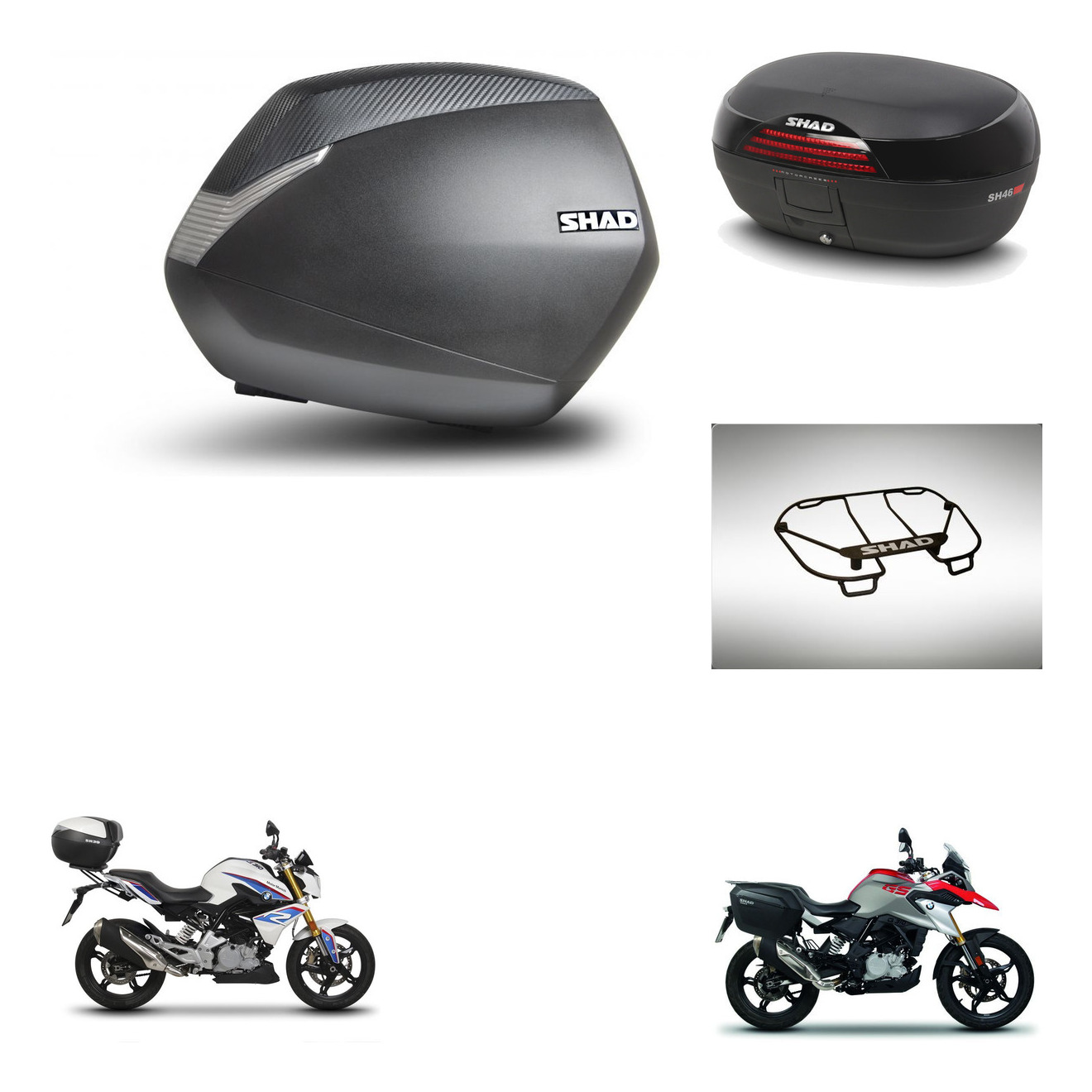 Baul Trasero + Maletas Laterales + Parrilla Portabultos + Herraje 3P + Herraje Montaje Sh36 Sh 36 Sh46 Sh 46 New Model KIT-266230