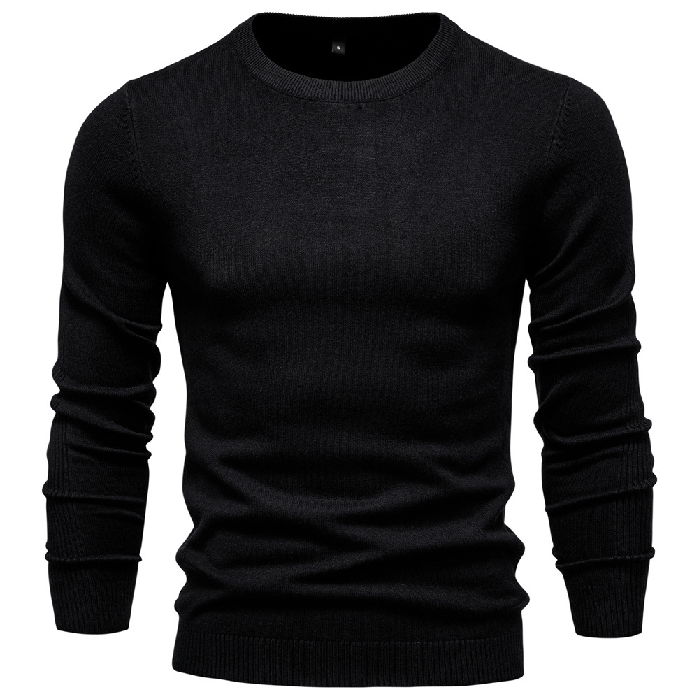 TK Suéter de punto grueso de cuello redondo y corte ajustado para hombre, ideal para otoño/invierno.