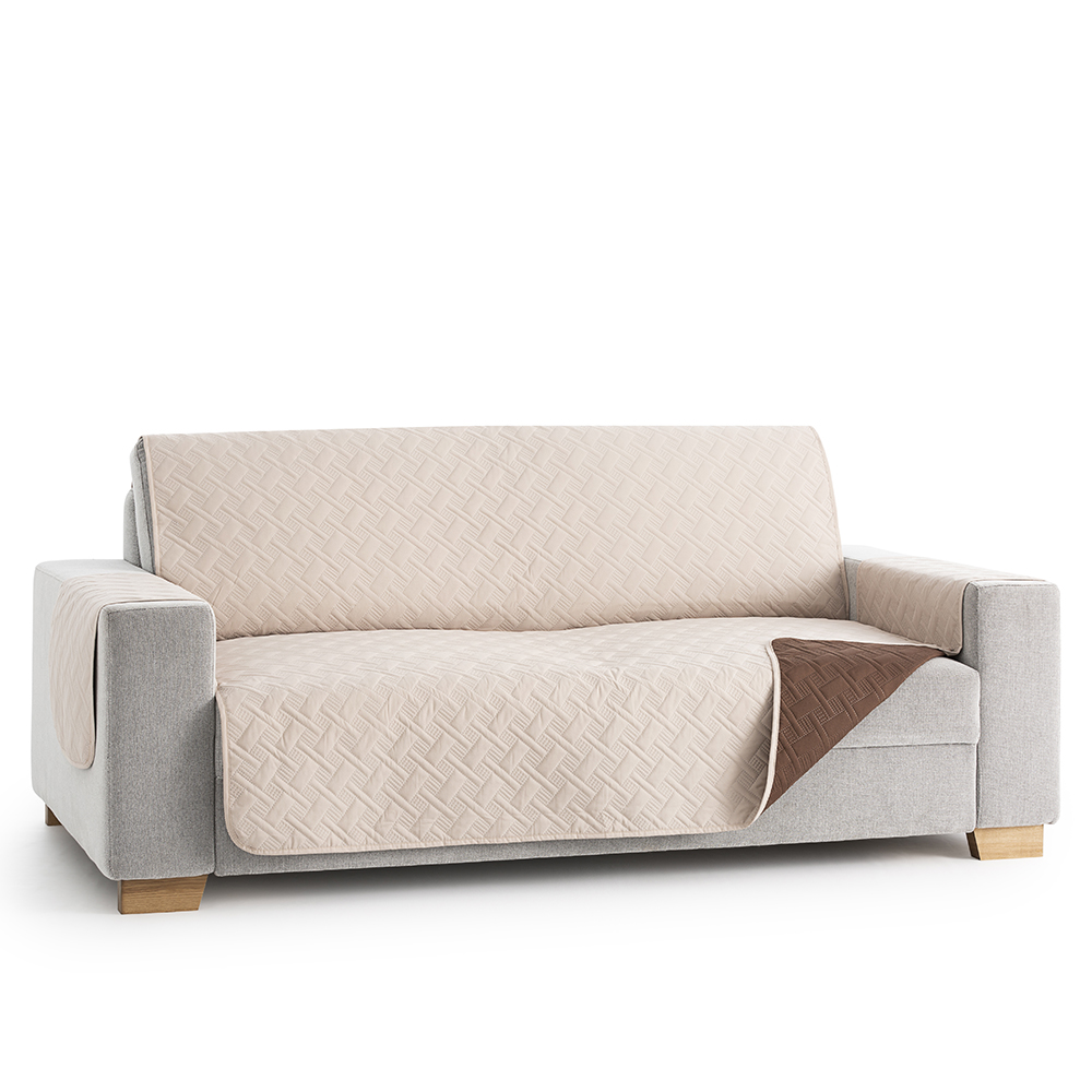 NORDIC HOME Cubre Sofá Dry Acolchado Reversible Antimanchas – Beige/Marrón