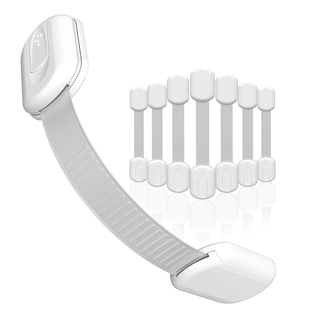 CA Cerraduras de seguridad para puertas para bebés de Direct Power SARL, 8 unidades, color blanco, fáciles de instalar, sin necesidad de herramientas.