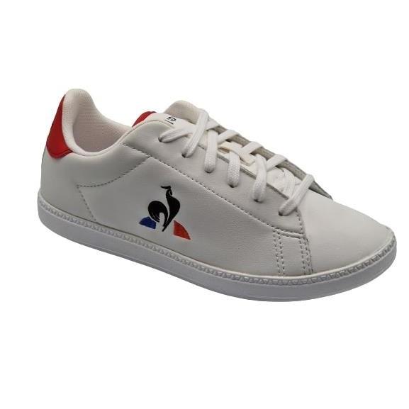 Le Coq Sportif - Zapatillas deportivas para niña modelo Le Coq 2310235, de piel auténtica, con cordones ajustables, diseño clásico blanco ideal para uso diario y actividades escolares