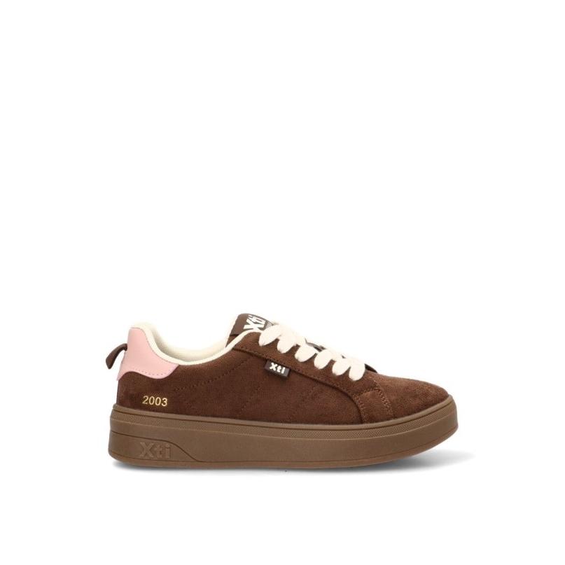 Zapatillas Casual Xti - Mujer - Suela Doble - Modelo 146270 - Color Marron