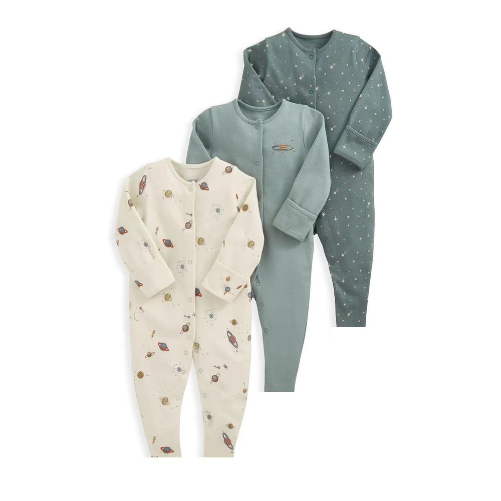 OmHO Nuevo mono de bebé de primavera y otoño, mono de manga larga, ropa para gatear con pies planos, conjunto de tres piezas para bebé