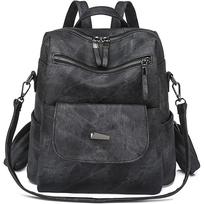 Mochila de cuero impermeable para mujer, bolso escolar de moda para bolso de mochila para mujer, bolso de mochila retro