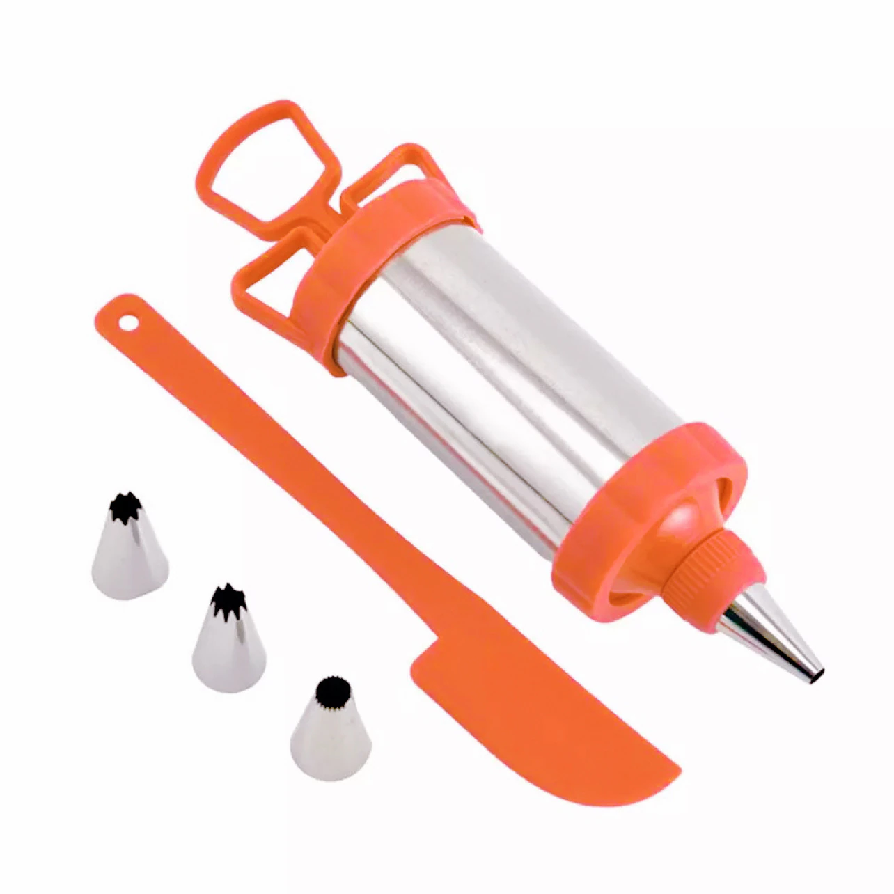 Jeringuillas Pastelero Herramienta de decoración de pastele, Jeringa , inyector de relleno de pastelería de acero inoxidable, jeringa, Kit de decoración de postres con 4 puntas Y 1 Espátula. Utensilios para hornear