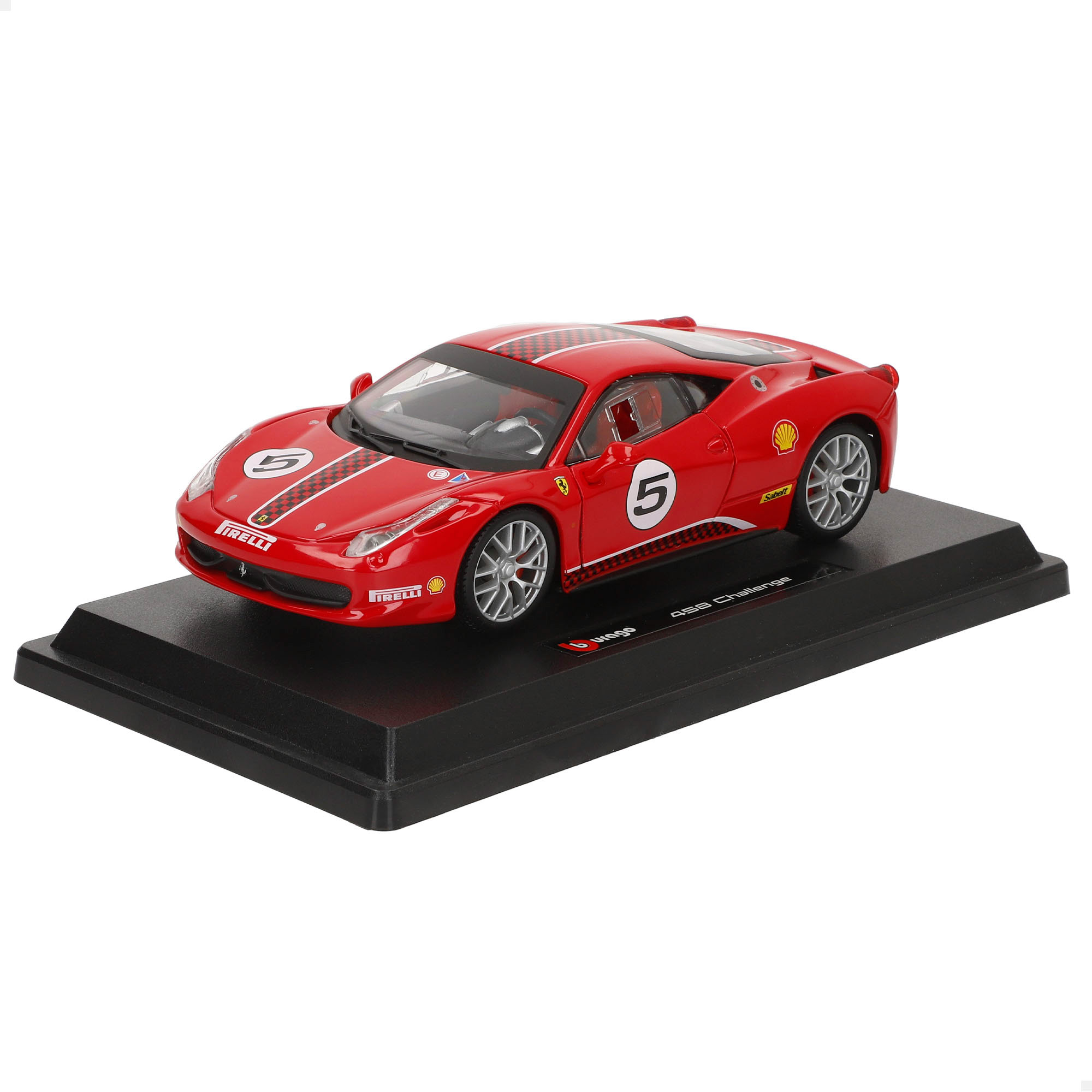 Burago - Maqueta coche Ferrari a escala 1:24, con carrocería fiel al modelo original, interior de alta precisión, detalles de competición y pintura realista, incluye peana expositora, ideal para coleccionistas y amantes del motor
