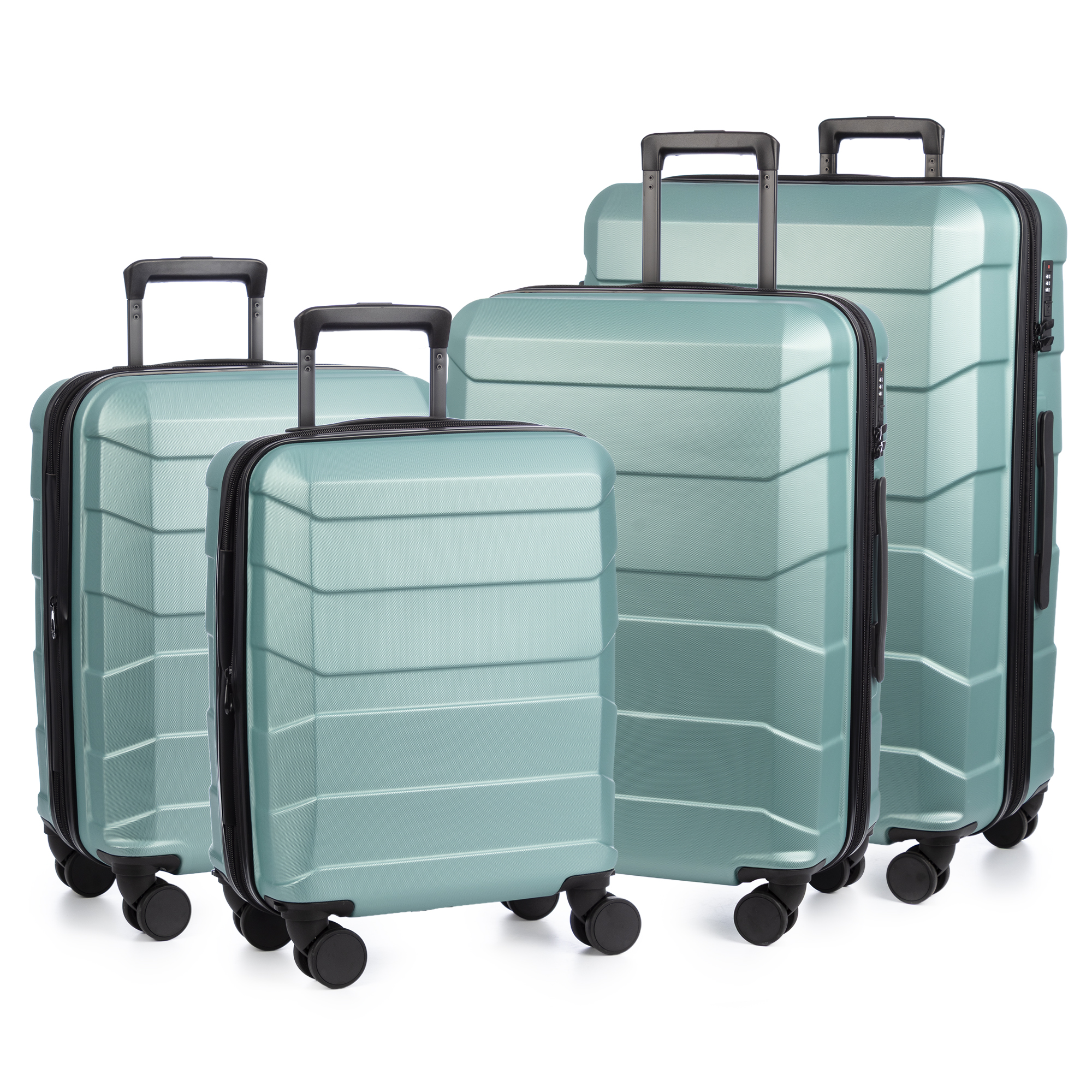 DAM Juego de 4 maletas Trolley extensibles, en material ligero ABS de alta resistencia. Cerradura numérica, 4 ruedas dobles giratorias 360°. 52x32x76 Cm.