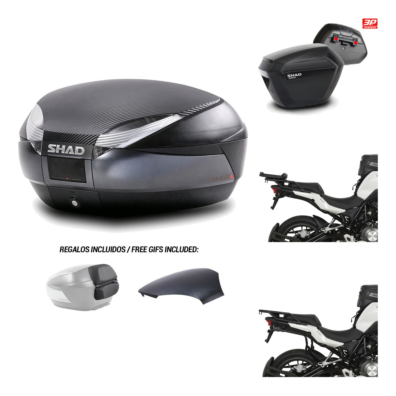 Maletas Laterales + Baul Trasero + Herraje Montaje + Herraje 3P Sh48 Sh23 KIT-193695