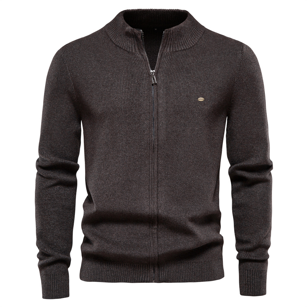 TK Código europeo 2024 otoño e invierno nuevo cardigan suéter de los hombres cremallera color sólido suéter calidad ropa de los hombres