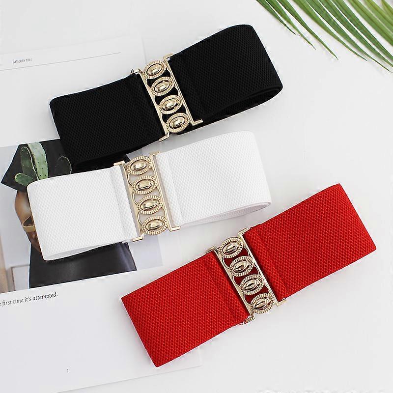 TK 3 Pcs Women's Wide Belt, Elastic Fashion Waist Belt, Retro Stretch Waist Belt with Gold Buckle