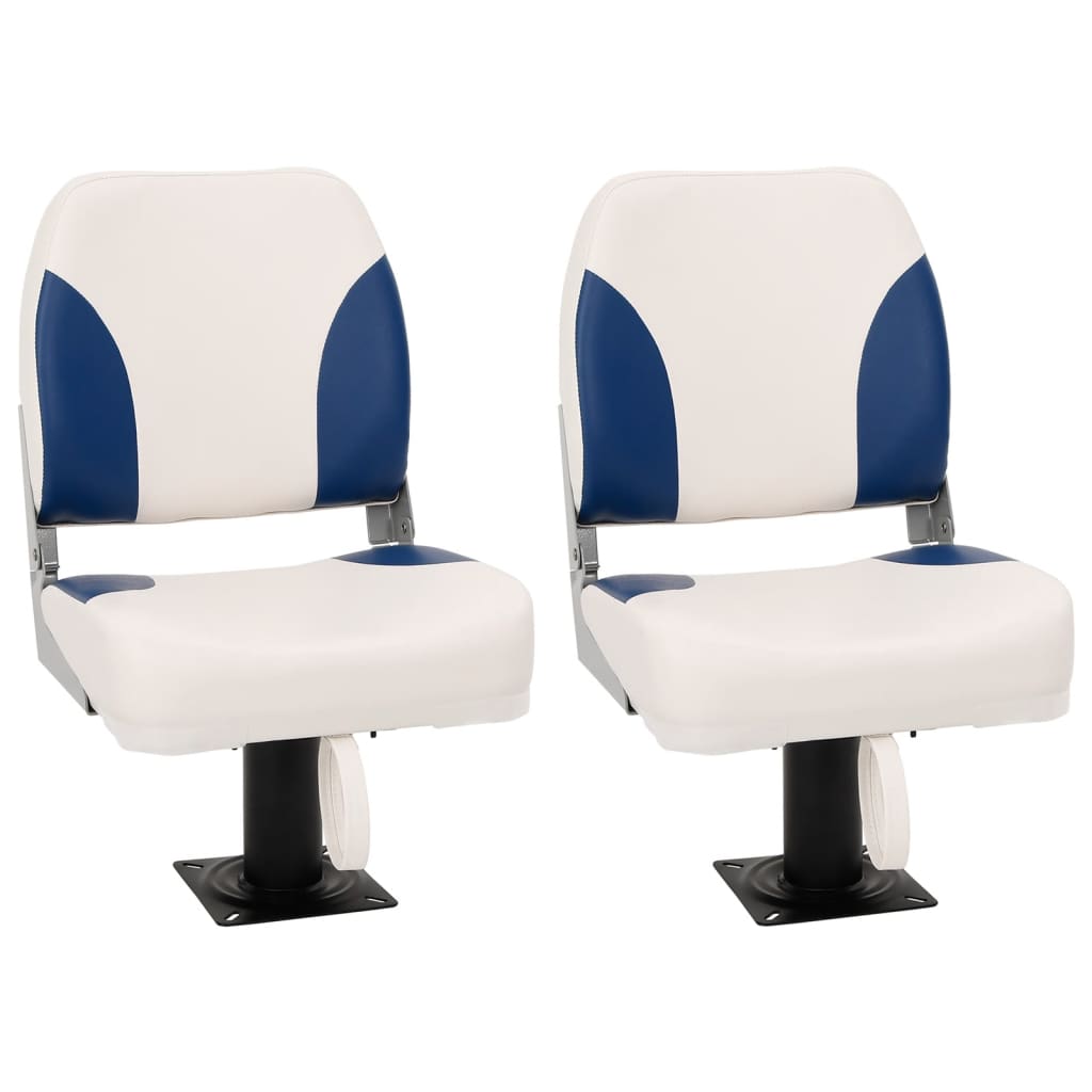 vidaXL Asientos plegables de barco 4 uds azul y blanco 41x36x48 cm