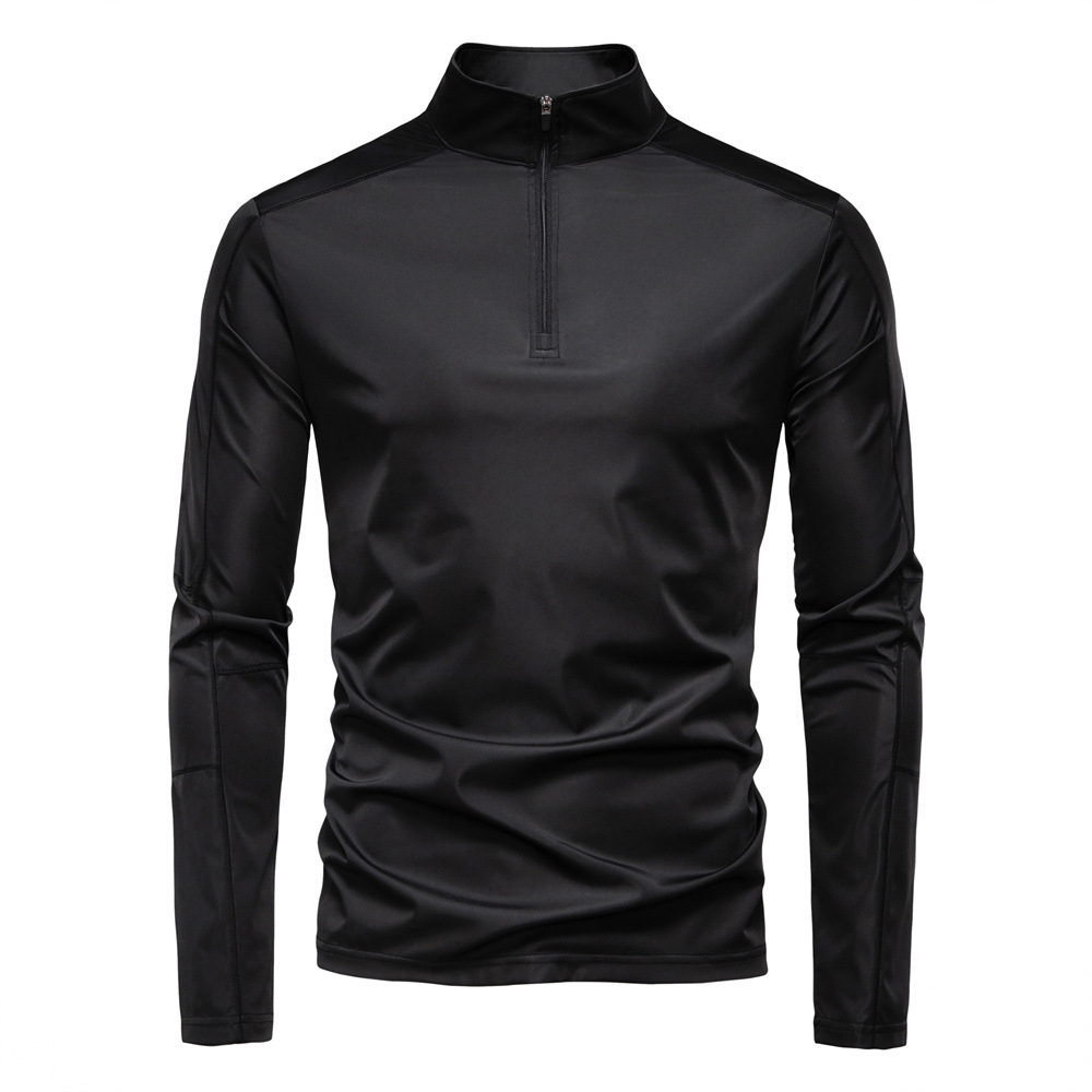 TK Camiseta básica de manga larga con media cremallera para hombre, protección solar UV UPF100+, ideal para primavera/verano.