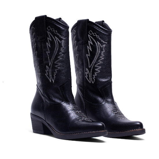 ELODIE -BOTA CA-1364 BORDADO SALVAJE NEGRO