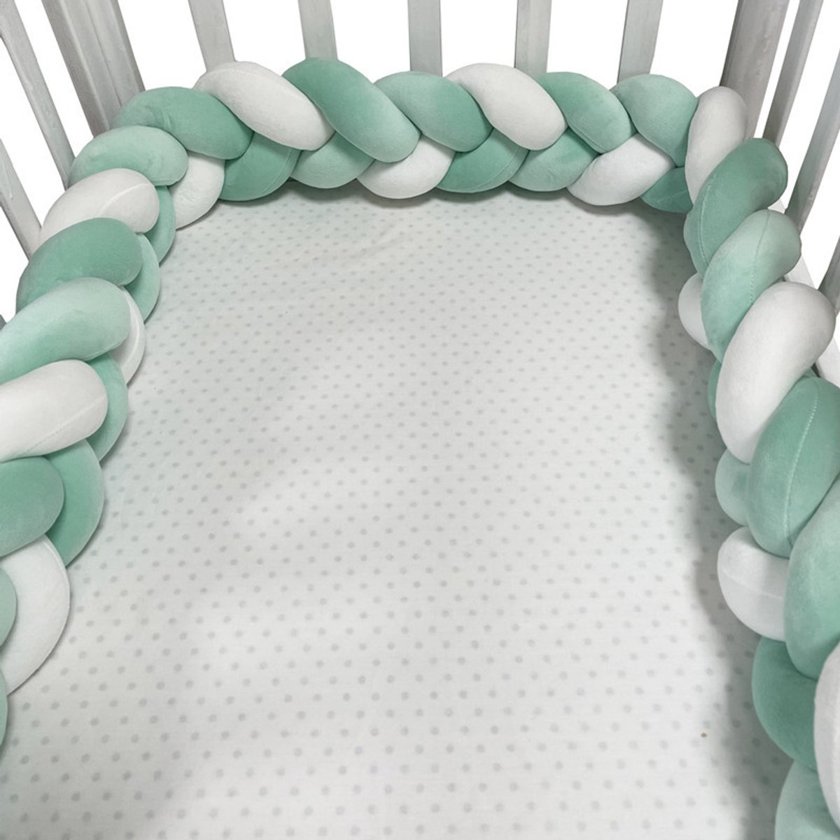 Protector de cuna trenzado de 3 hebras - Protector de corralito - Protectores de cuna - Funda suave para cama - Protector de cama - Protector de cabeza - Protector de corralito - Borde de cama - Protector de cuna - Relleno anticolisión - Para niños/niñas