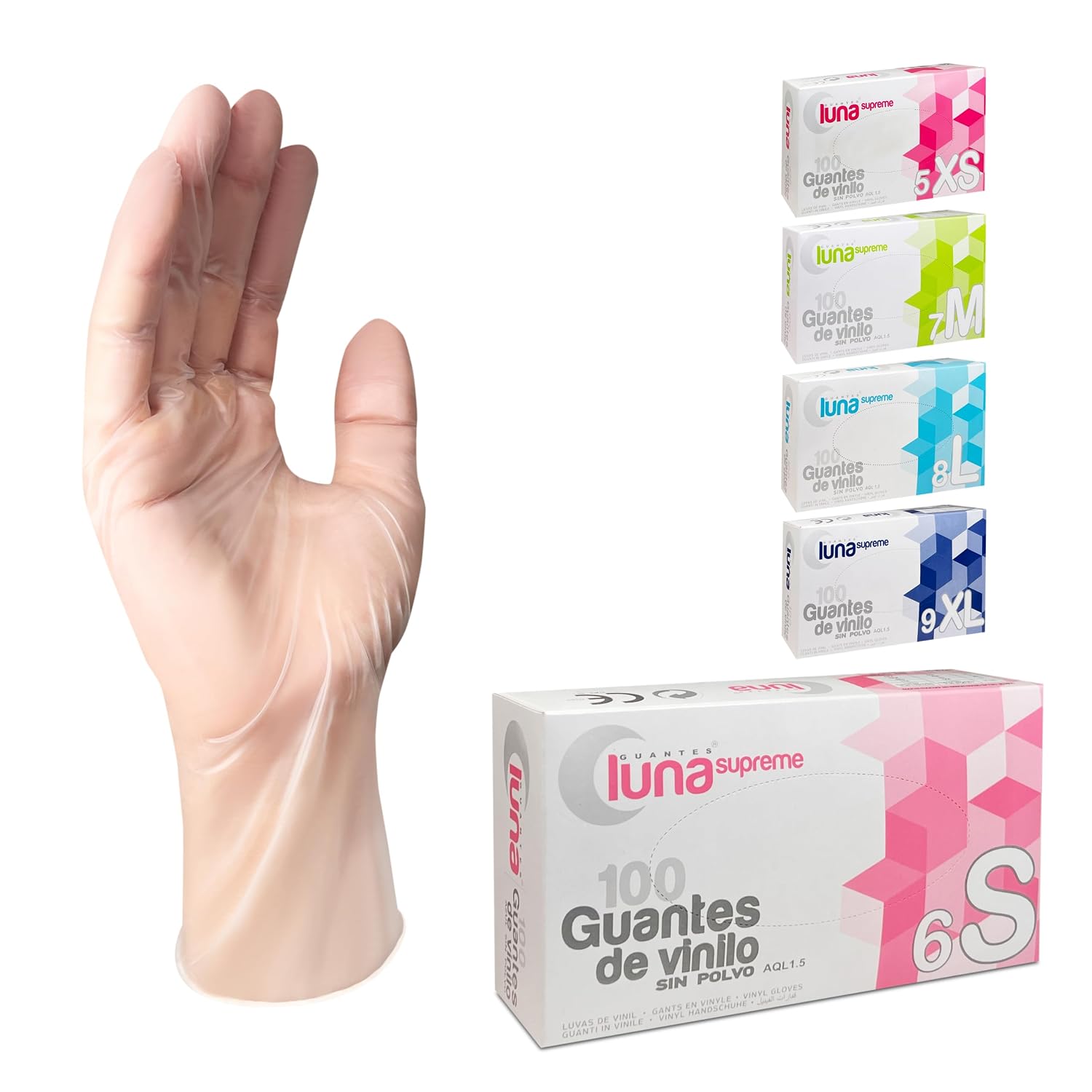 MUNTRADE Guantes Vinilo 100 unidades | Guantes Desechables Transparentes Sin Polvo y Sin Látex