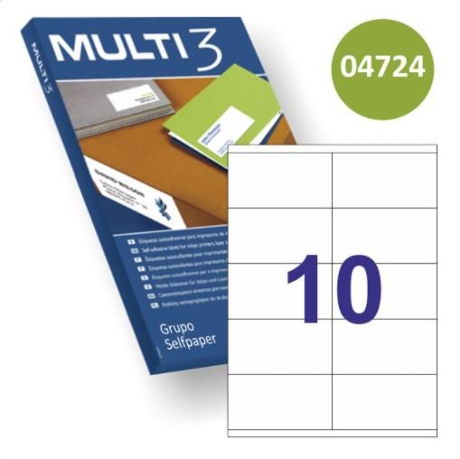 APLI ETIQUETA IMPRESORA 105X57 CAJA 100 REF.4724 MULTI3 SIN COLECCION 31x22x2 Cms.