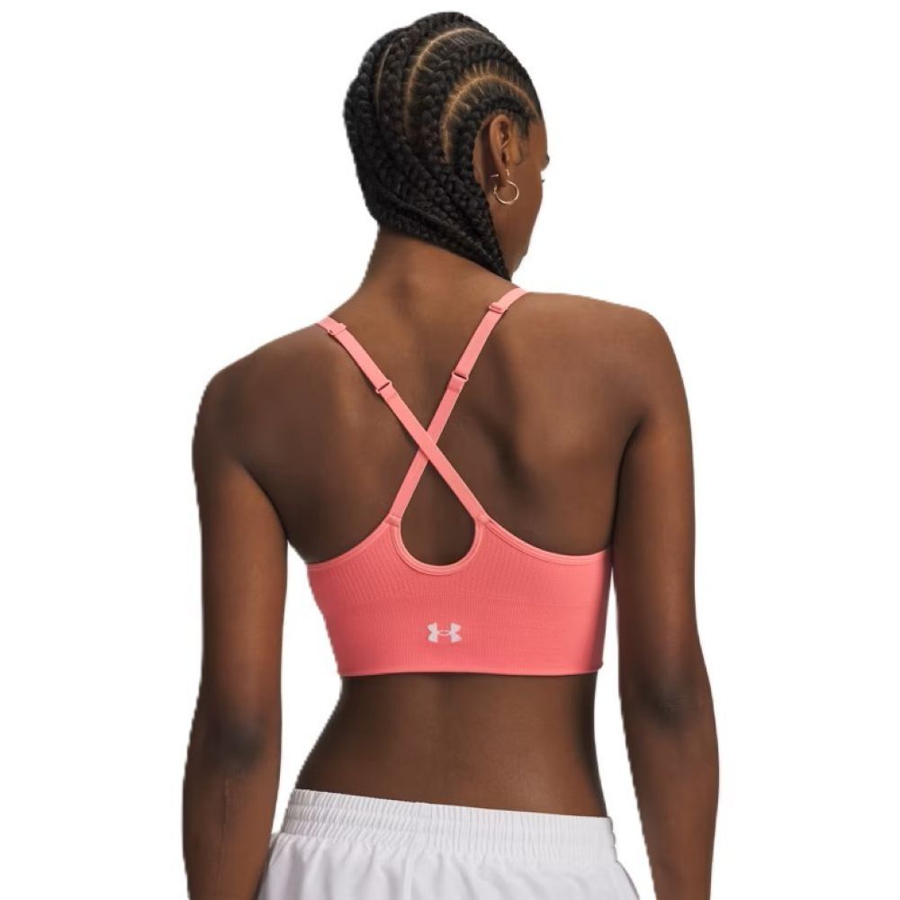 Under Armour - Sujetador deportivo mujer sujeción baja espalda cruzada para yoga pilates copas extraíbles tejido transpirable secado rápido