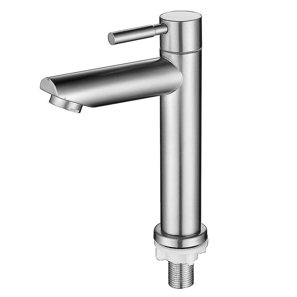 TK Single Cold Water Stainless Steel Water Faucet Basin Faucet Washbasin Basin Faucet Silver