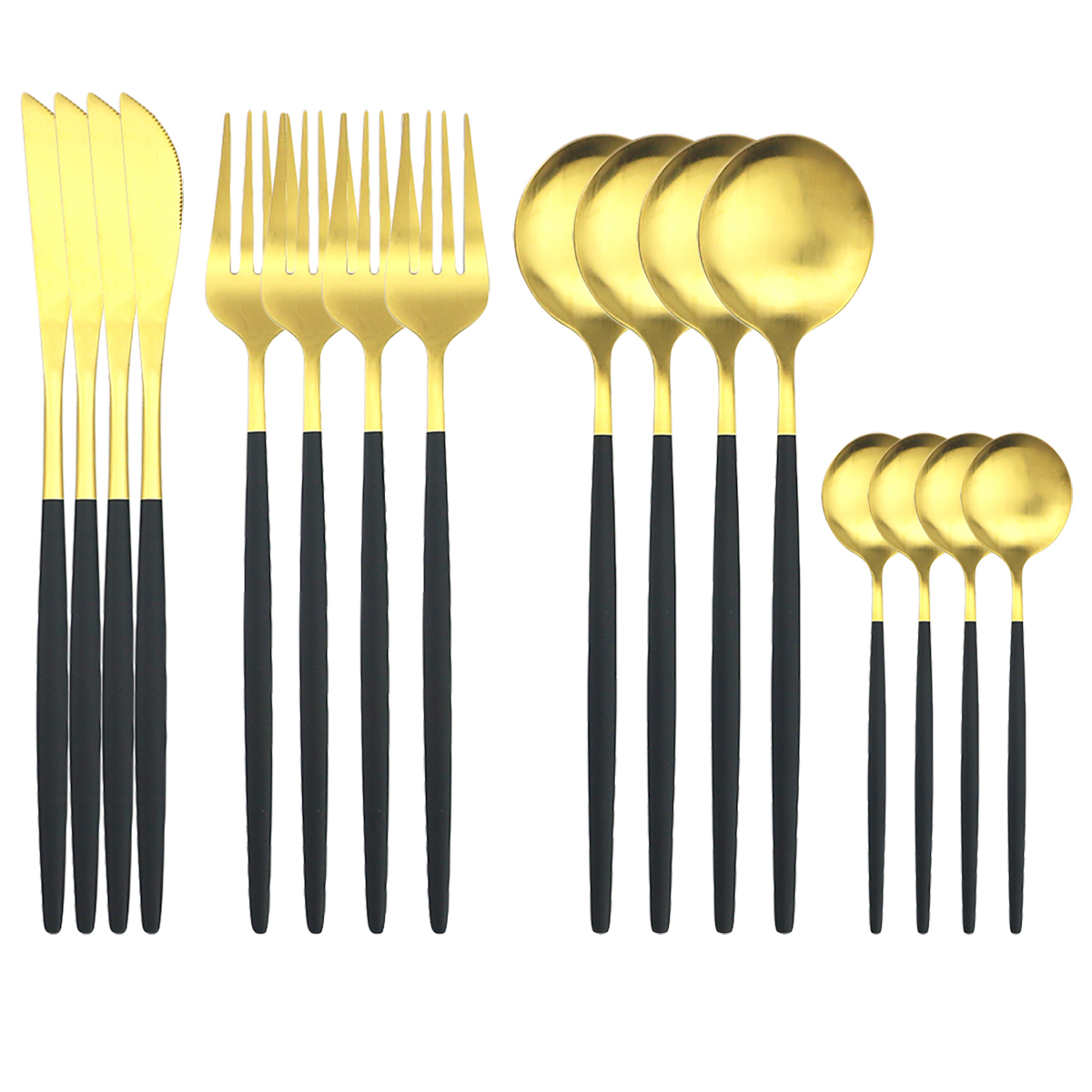 TK Juego De Cristalería De Acero Inoxidable Mate Dorado 16 Piezas Cuchillo Cuchara Tenedor Servilletas De Comedor Estilo Occidental Utensilios De Cocina