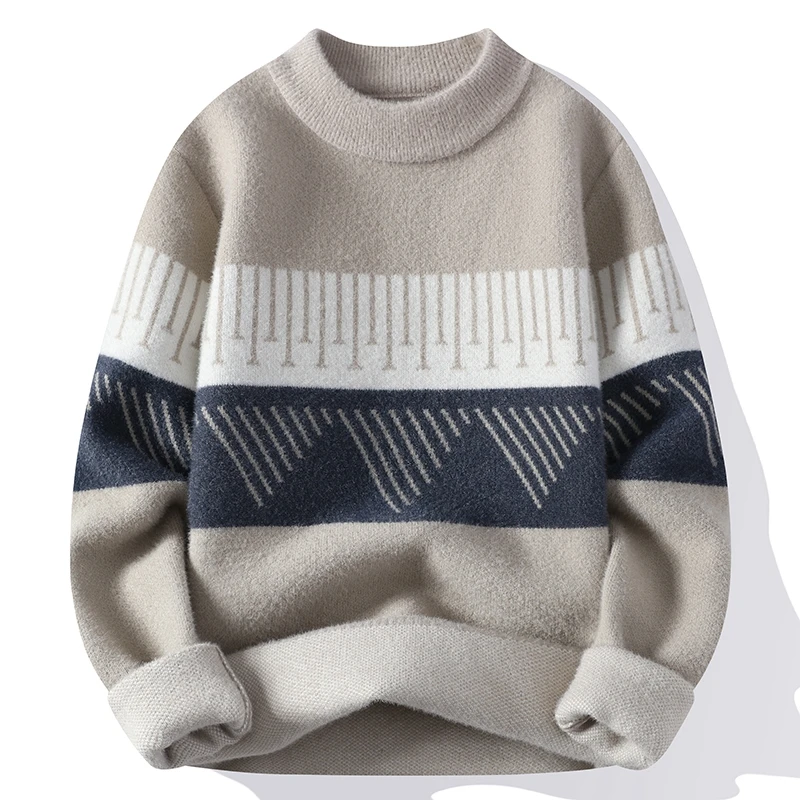 TK Suéter De Cashmere Para Hombre Otoño Invierno Cuello Redondo Grueso Y Cálido Tops Casual Para El Hombre