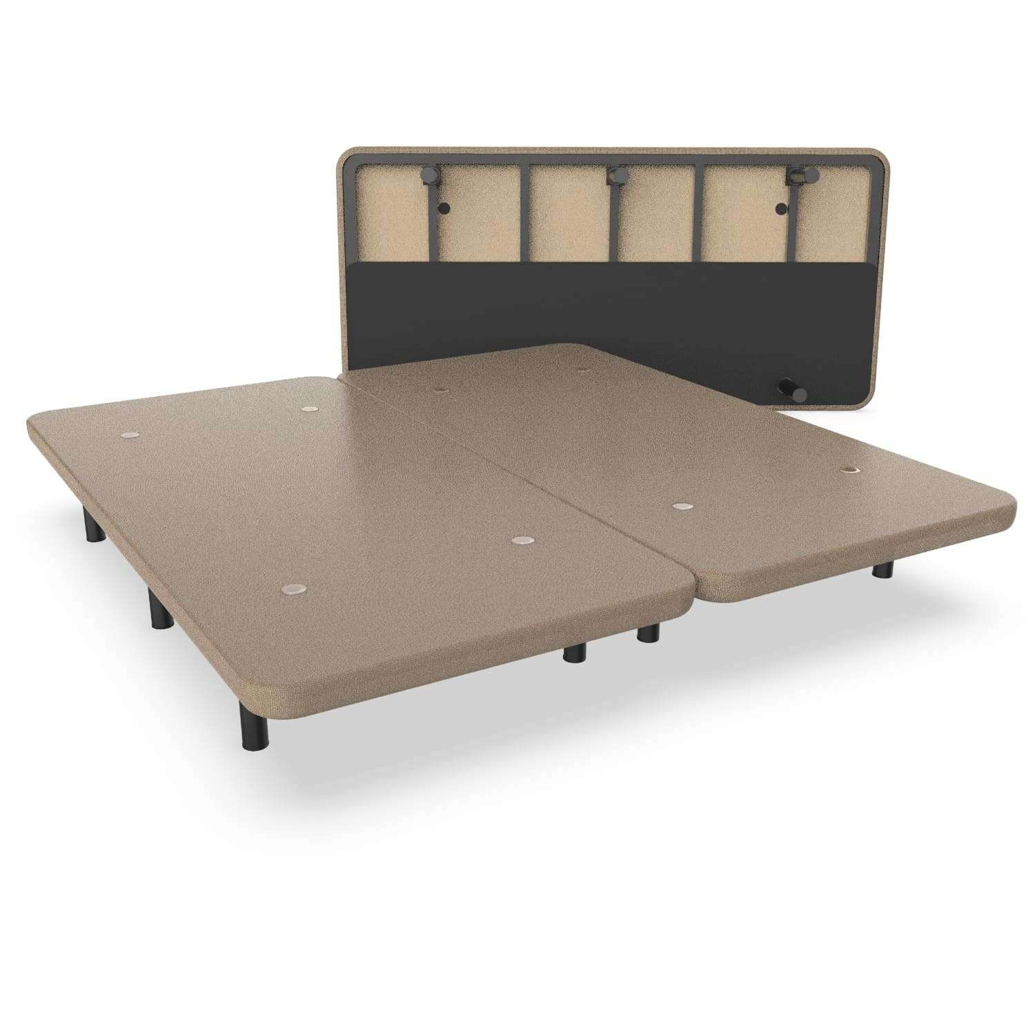 NALUI Base Tapizada   de Acero con patas de Altura 25cm y 5 Barras Transversales, Tejido 3D  Fabricado en España