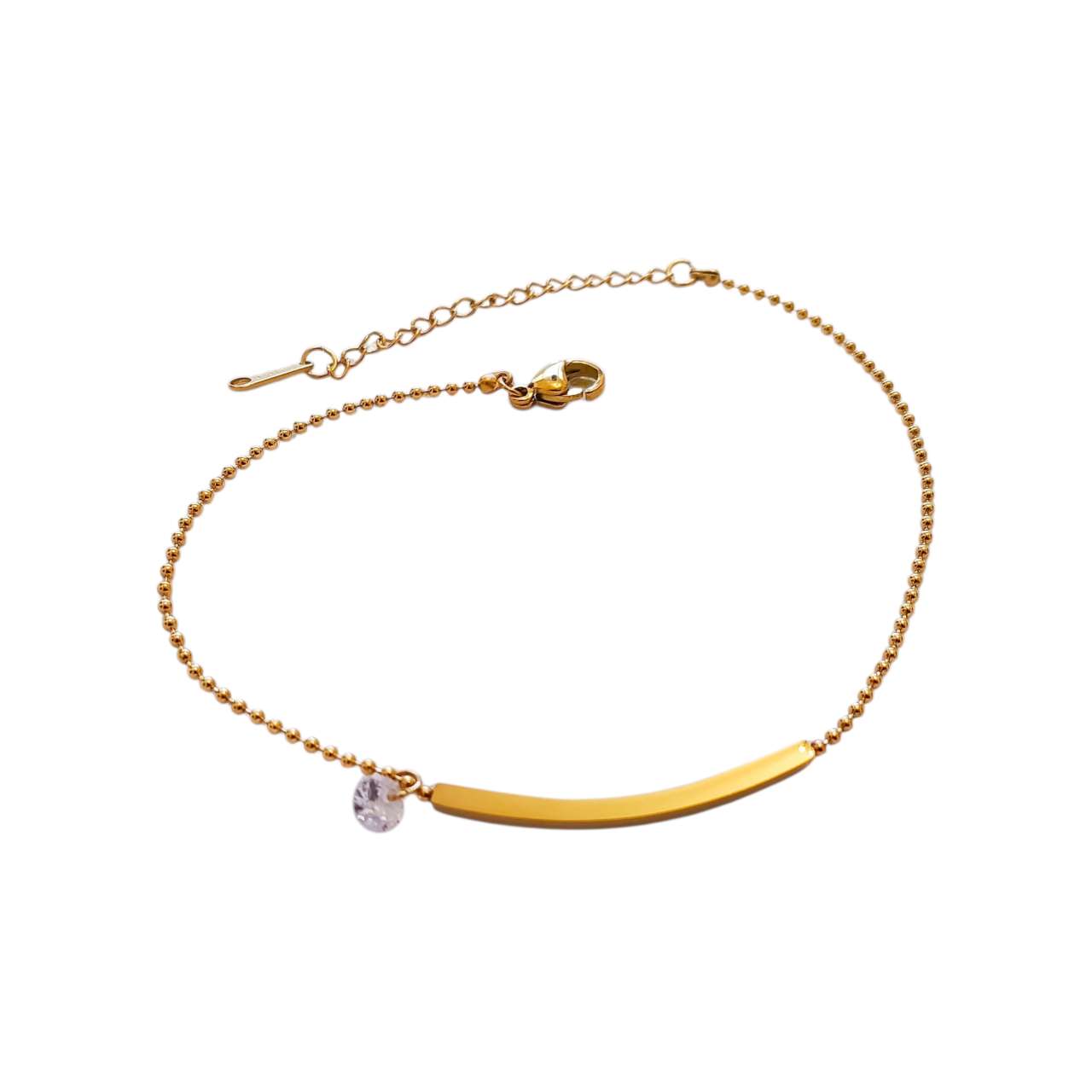Tobillera ajustable con colgante y circonita acero inoxidable oro 18K PVD resistente al agua