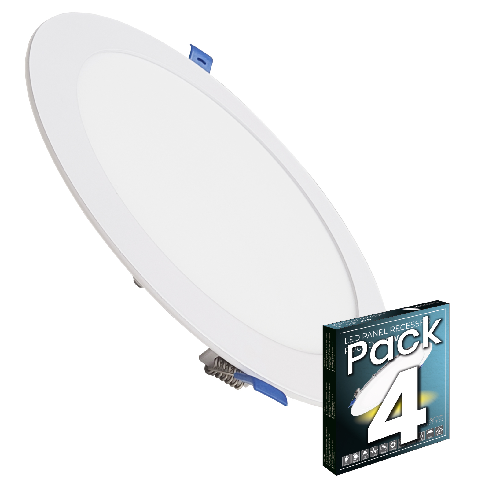 LED ATOMANT Downlight LED Panel Extraplano Redondo 225 mm 20 W, 1800 lúmenes, corte estándar 205 mm, driver incluido, diseño ultrafino, instalación empotrada, ideal para techos de escayola, clase de eficiencia energética E