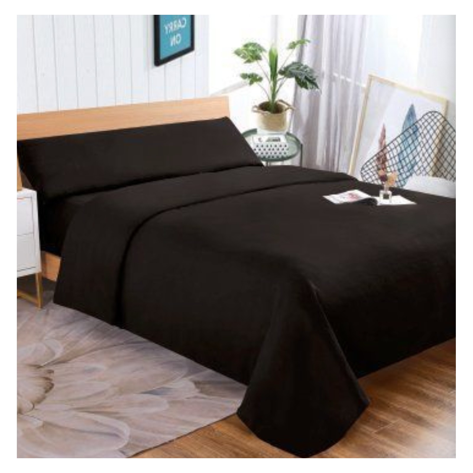 AYU SHOP Juego de Sábanas 3 a 4 Piezas Liso, 100% Poliéster, con Sábana Bajera Ajustable, Encimera y Fundas de Almohada, Suave y Transpirable, Disponible en Varios Colores, Ideal para Dormitorio. Camas de 90/105/135/150/180cm.