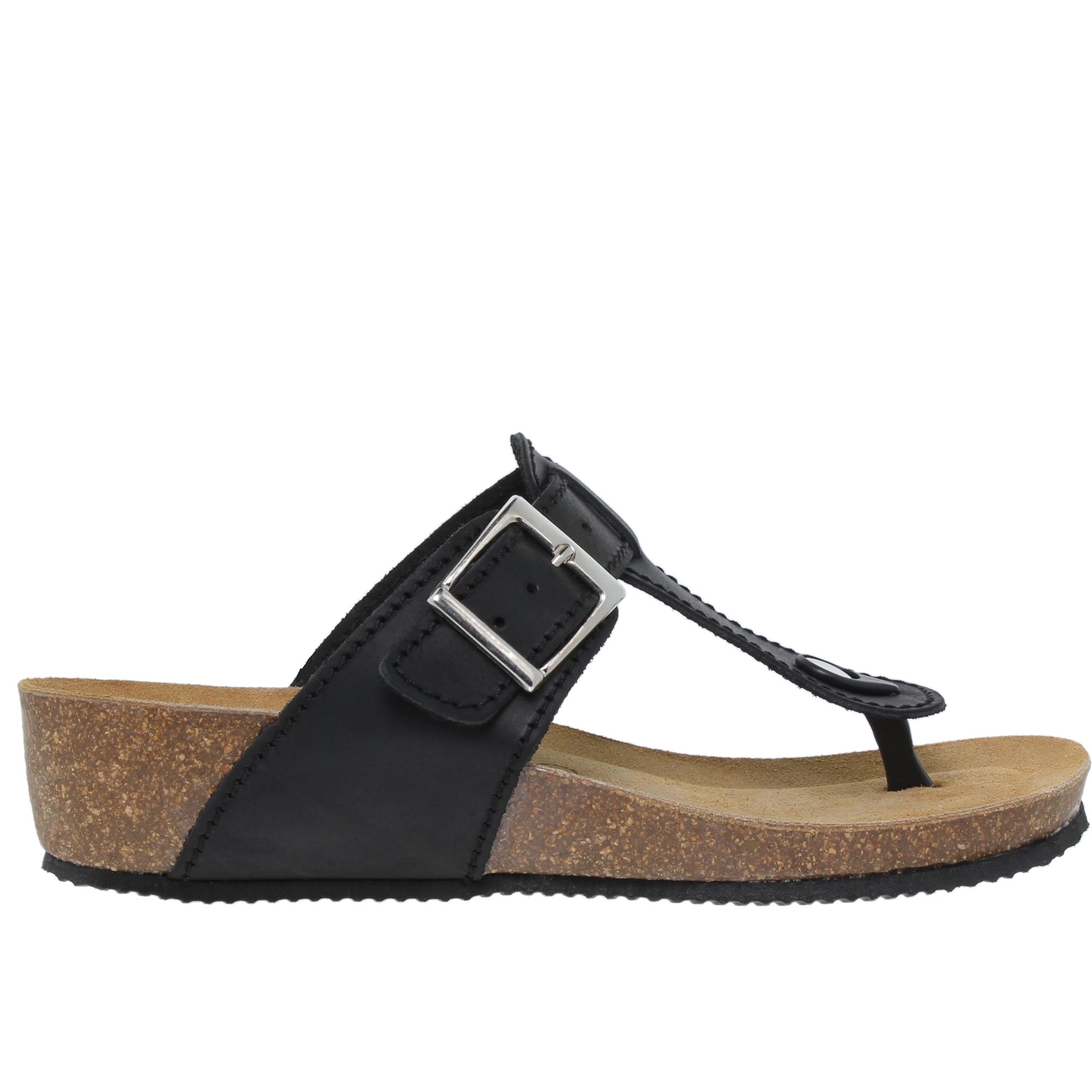 Sandalia cuña bio mujer piel negro - Blusandal 714BLU