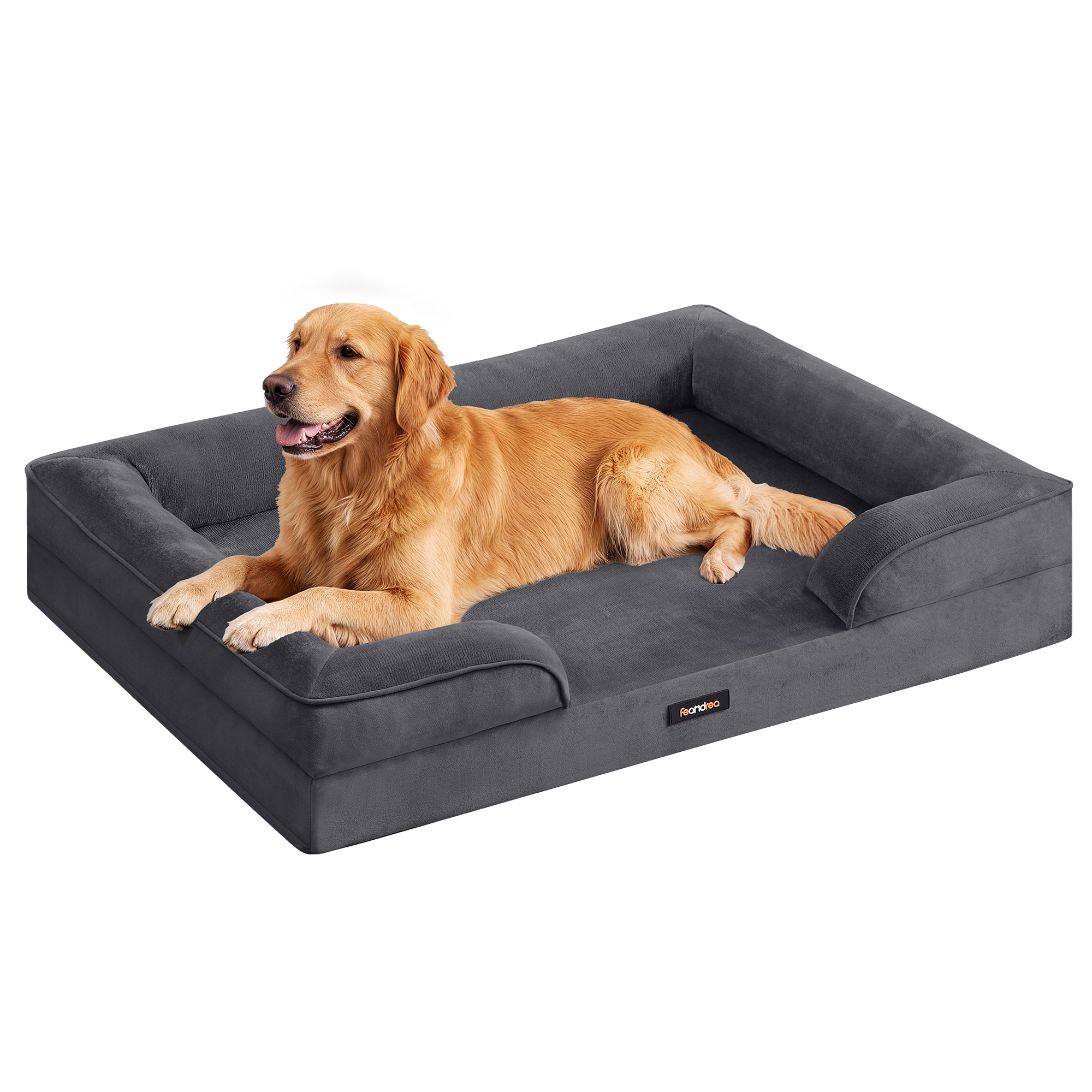 FEANDREA Cama Ortopédica XL para Perros con Funda Lavable e Impermeable, 112 x 81 x 17 cm, Gris Sereno/Gris Plomo