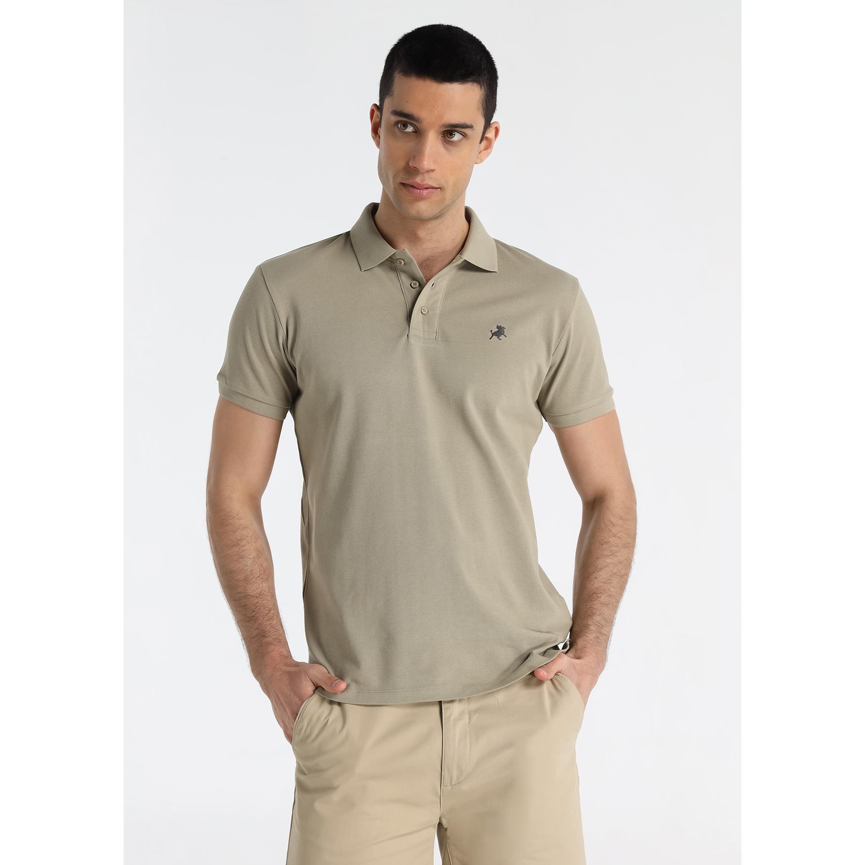 LOIS JEANS - Polo de Piqué Básico con Bordado Logo Toro Verde Forest