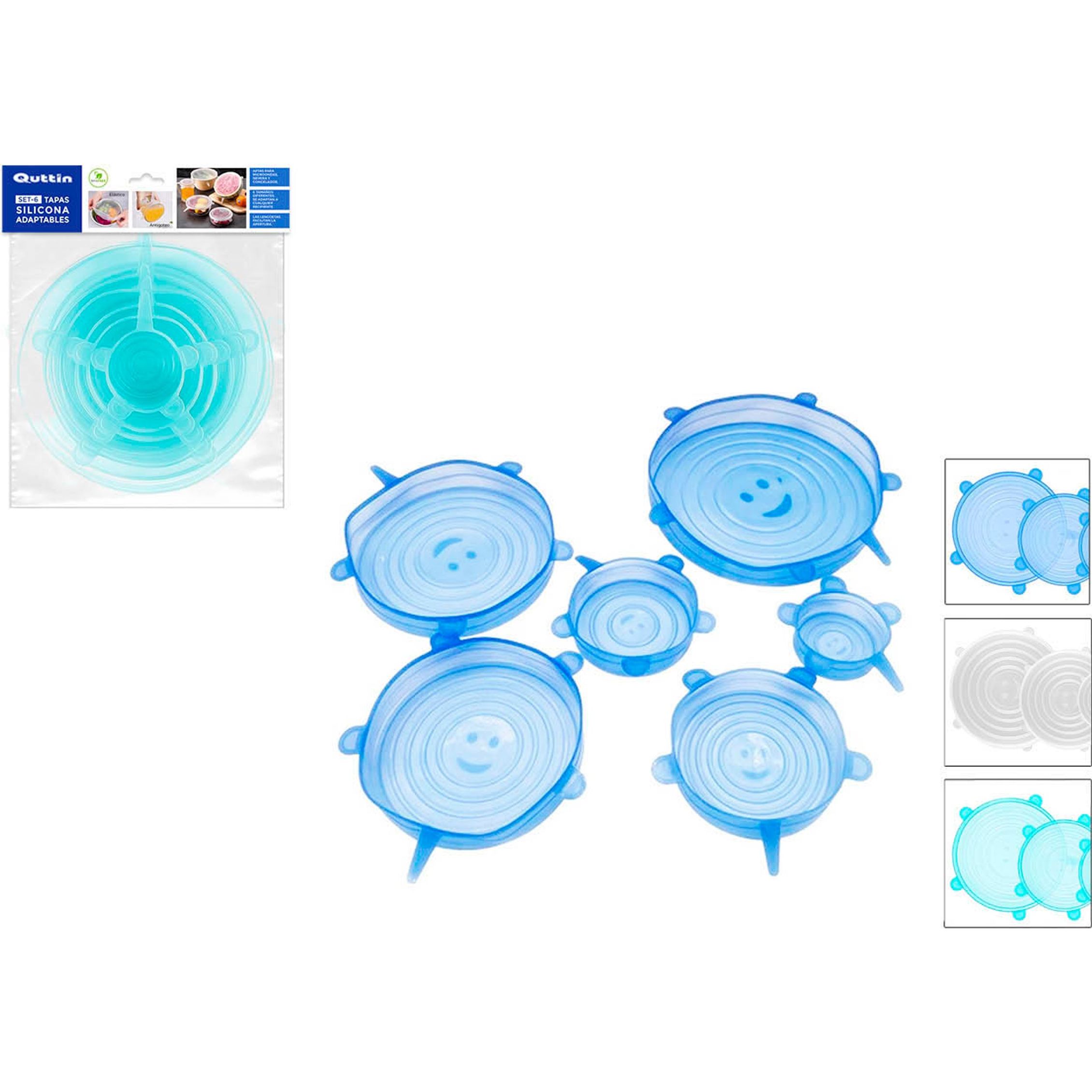 QUTTIN - Tapas de Silicona Adaptables, Juego de 6 - Reutilizables y Sin BPA para Conservación de Alimentos | Amystyle