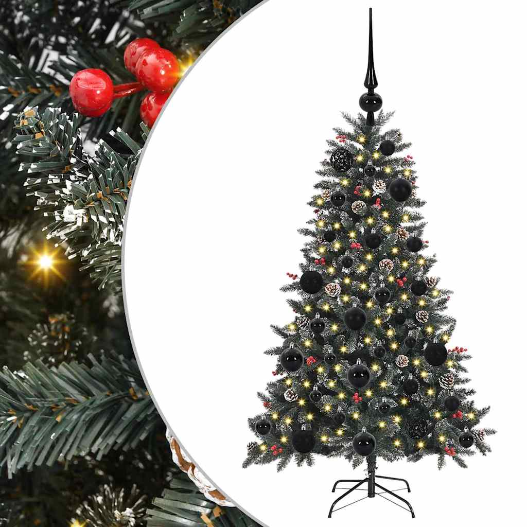 vidaXL Árbol de Navidad artificial Verde 120 cm PVC, Plástico y Acero con LED y bolas