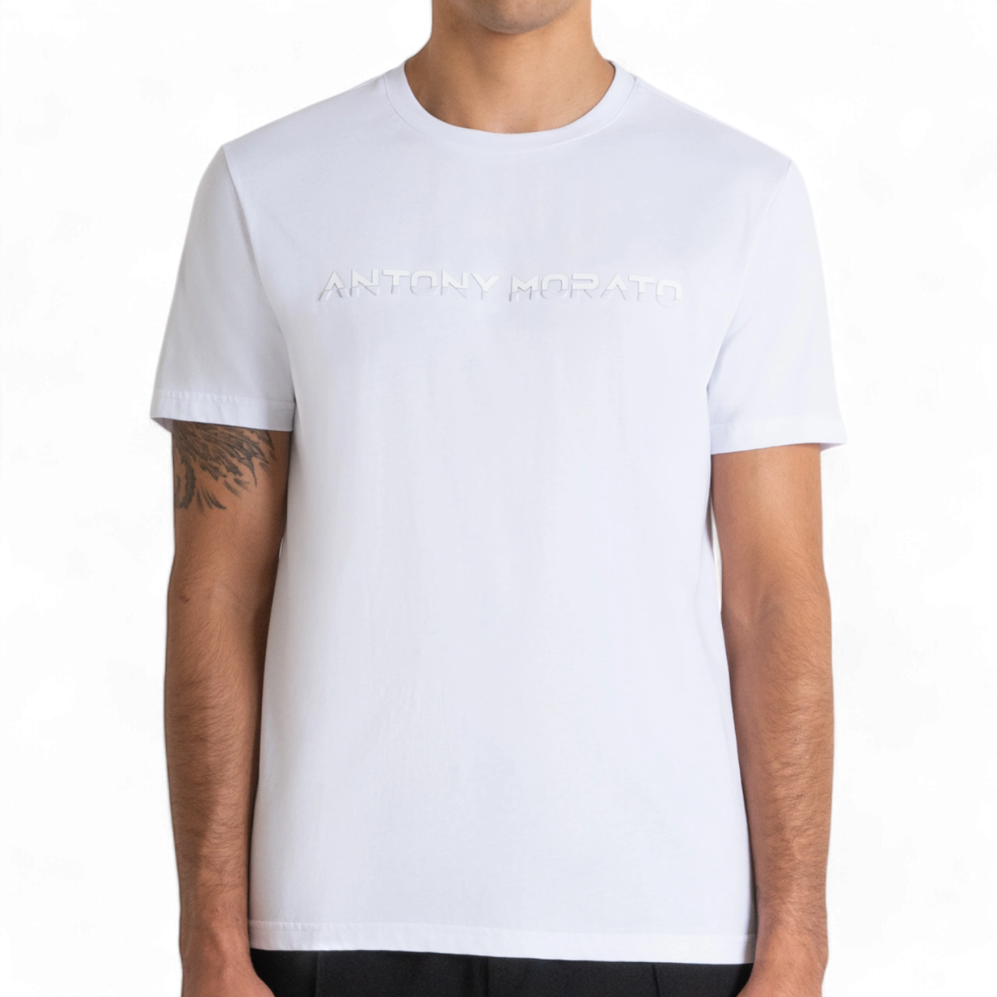 Camiseta Antony Morato Blanca Slim Fit con Logo Relieve Hombre Moderno, Ropa casual 100% Algodón
