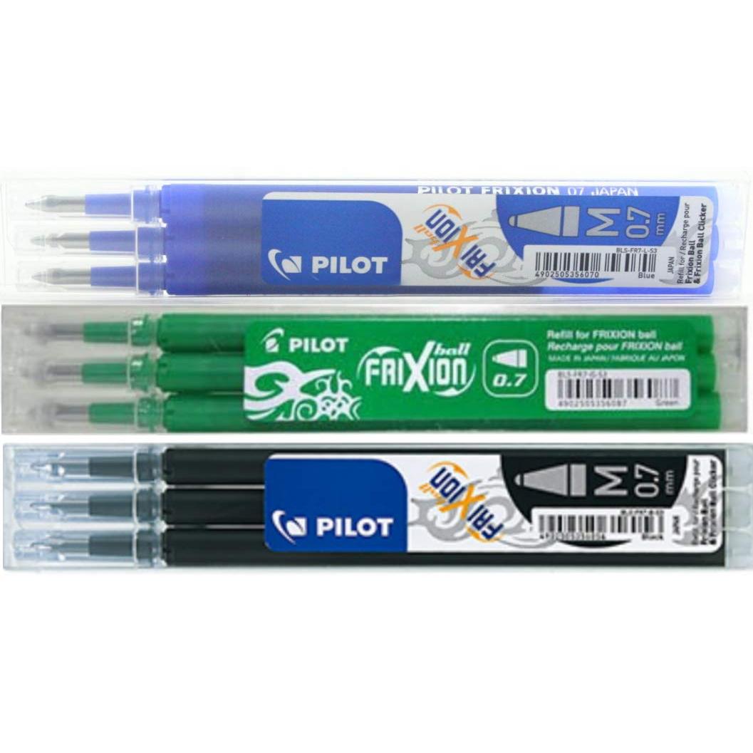 Frixion Pilot Conjunto Escolar Cartuchos De Relleno (Azul-Verde-Negro)