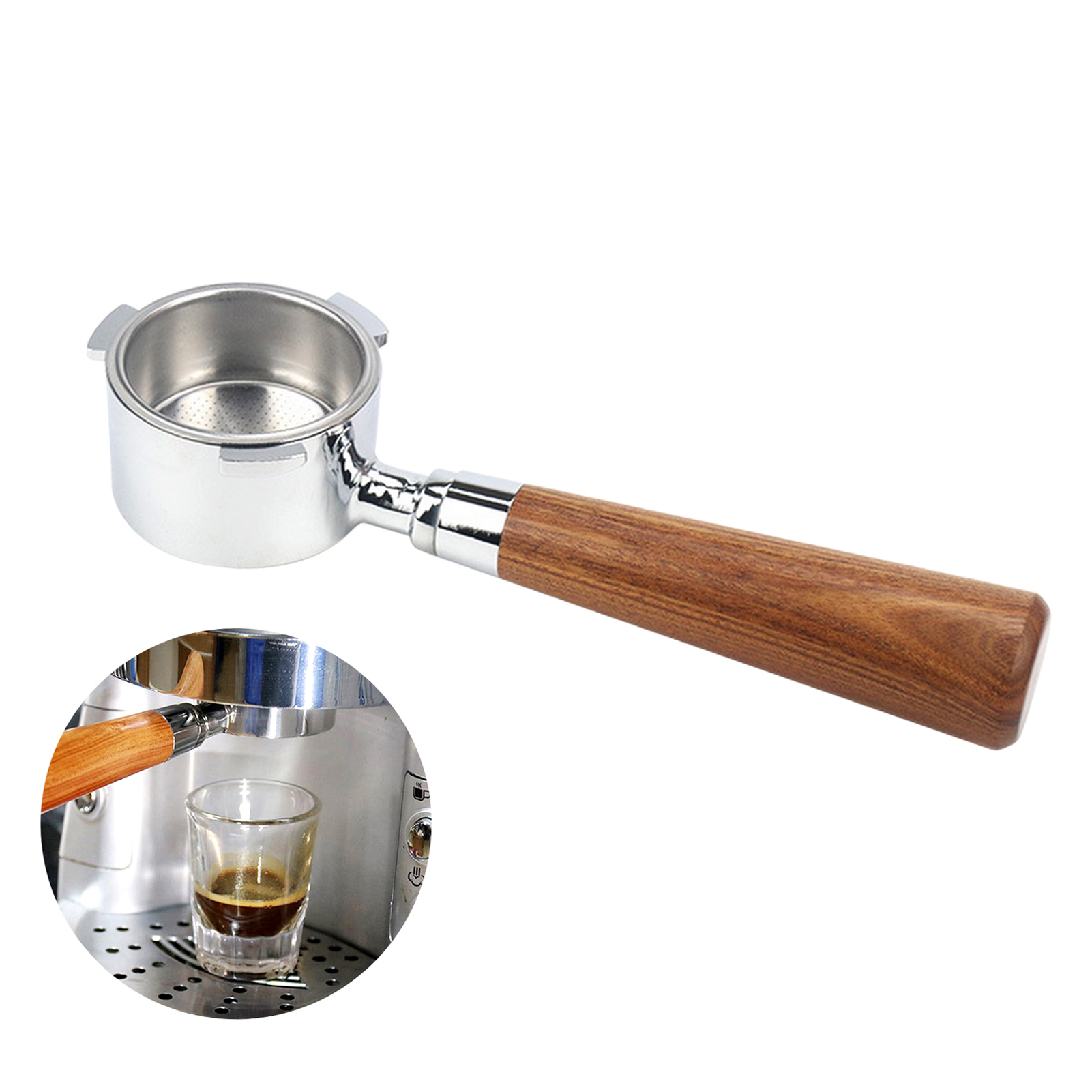 TK Portafiltro Sin Fondo De Café 51mm Con Cesta De Filtro Y Mango De Madera Reemplazo Para Máquina De Café Delonghi EC680 EC685 Herramienta R