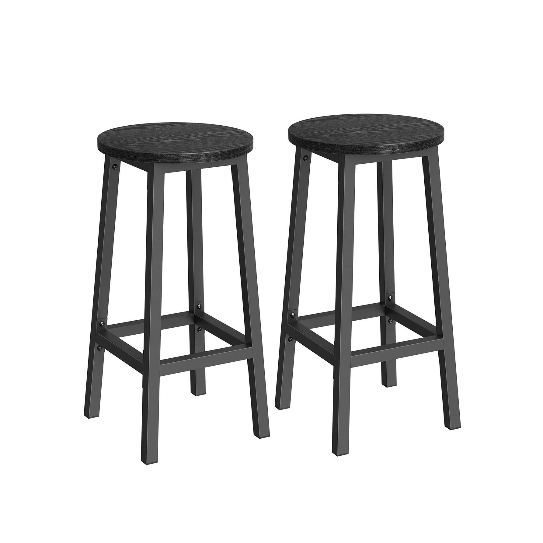 VASAGLE Taburete de bar, Juego de 2, Sillas de Bar, Sillas de Cocina con Estructura de Metal, FÁcil Montaje, con ReposapiÉs, para Cocina, SalÓn, Comedor, Beige Roble y Blanco Clásico/Greige y Negro/Negro Ébano y Negro Clásico
