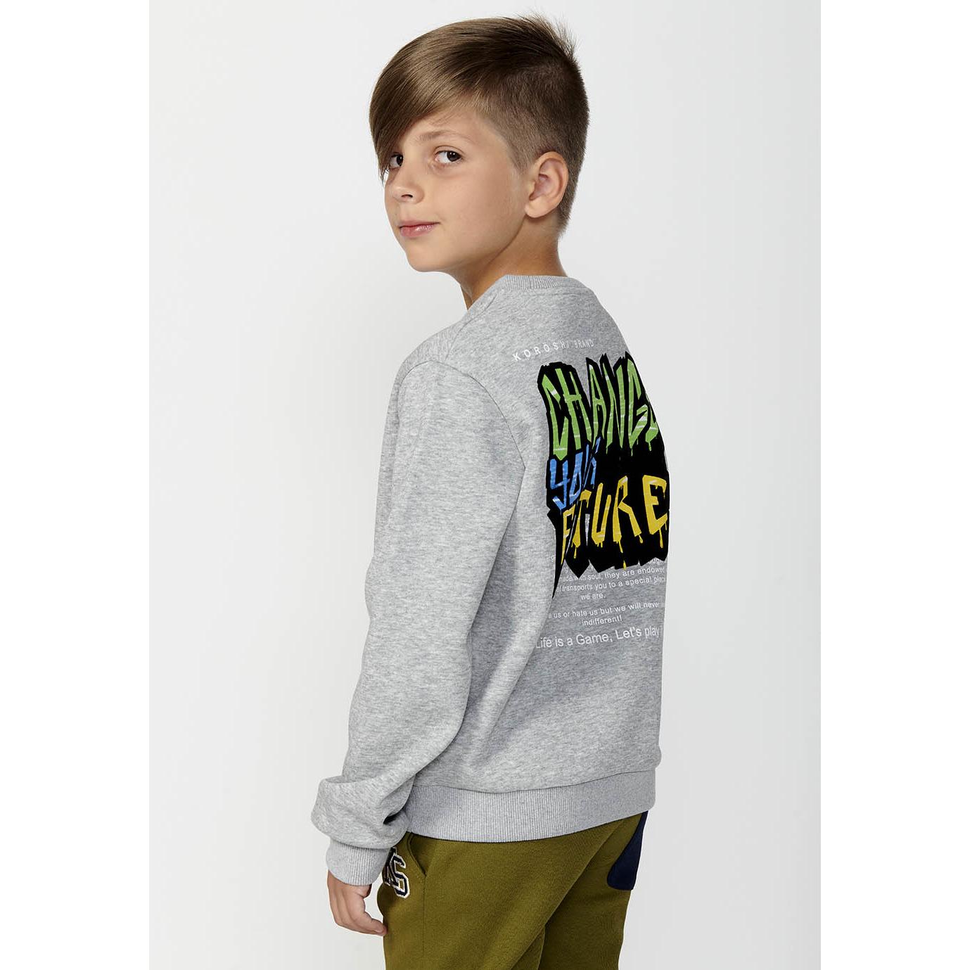 Koroshi - Sudadera niño cuello redondo estampada Koroshi Gris de algodón y poliéster, suave y resistente para uso diario
