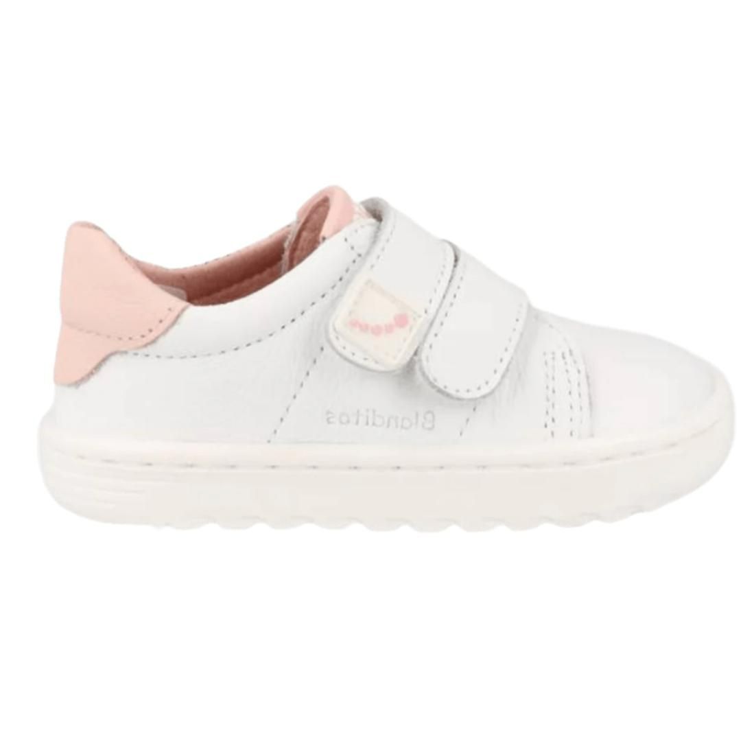 Deportivos Barefoot Blanditos by Crios Atenas Blanco/Rosa – Calzado Respetuoso Infantil sin Contrafuerte con Velcro
