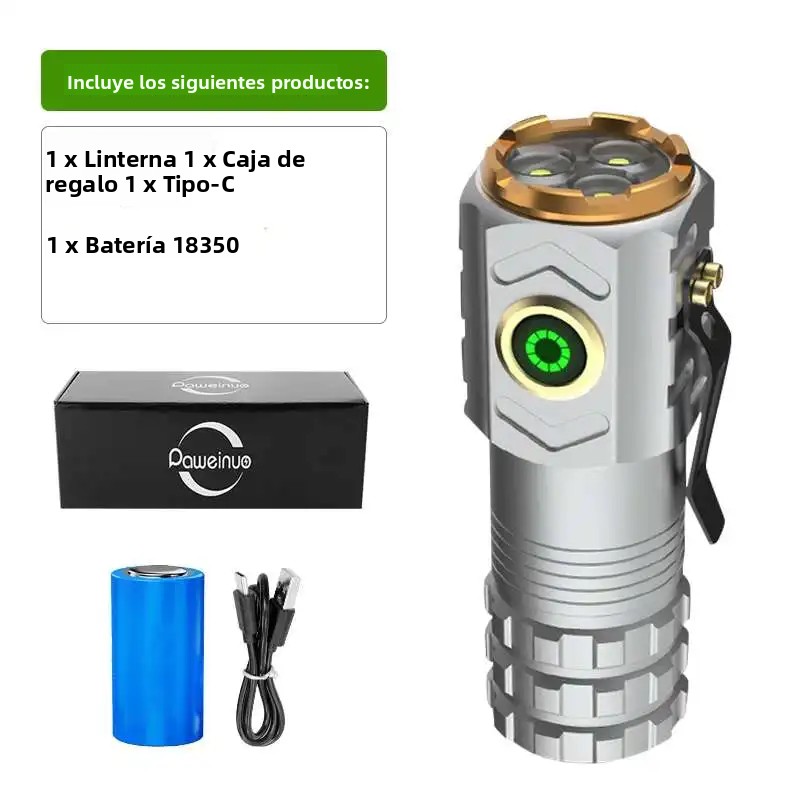 TK Mini Linterna Ultra Potente LED 18650 30000LM Luz De Escenario Táctico Impermeable Aluminio Para Camping Y Autodefensa