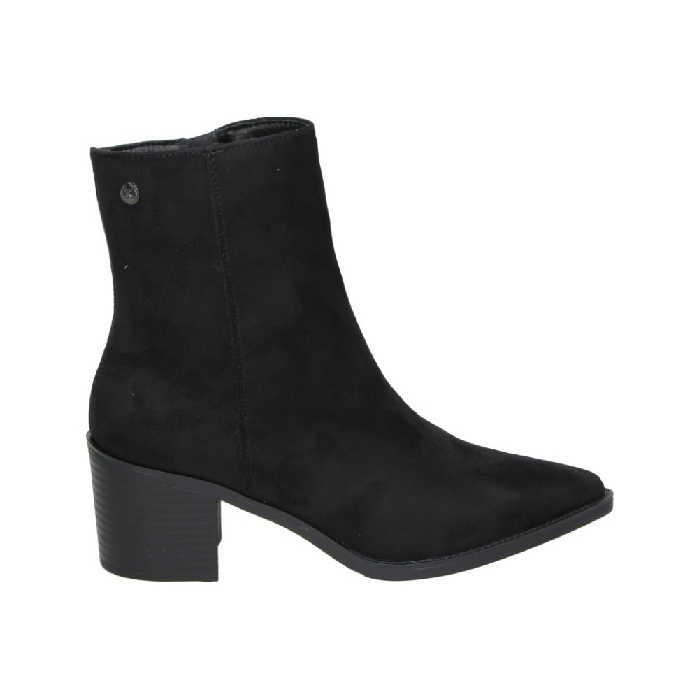 XTI | Botines de Tacón XTI para Mujer – Botín Estiloso en Color Negro – Botines con Cremallera Lateral – Tacón Medio y Cómodo – Versátiles y Combinables – Modelo 146509