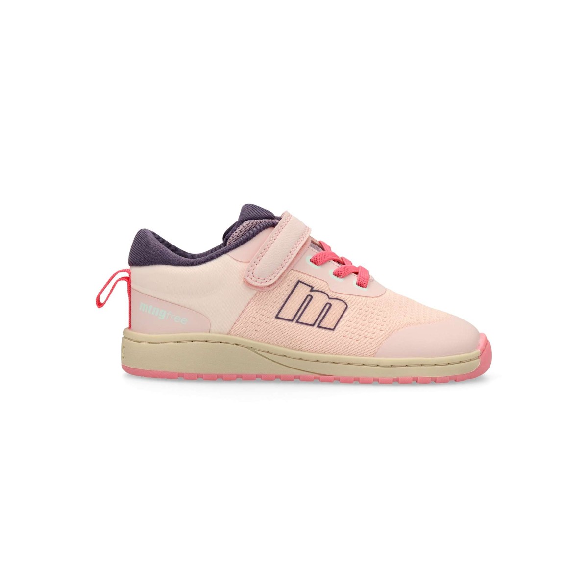 MTNG - Zapatillas deportivas barefoot Free para niña con cierre adherente y cordón elástico, diseño vegano
