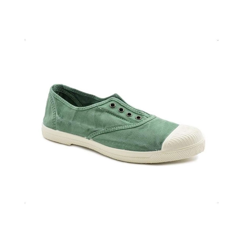 Natural World - Zapatillas casual mujer 102e en verde vibrante, diseño natural y minimalista, suela de goma plana y empeine textil