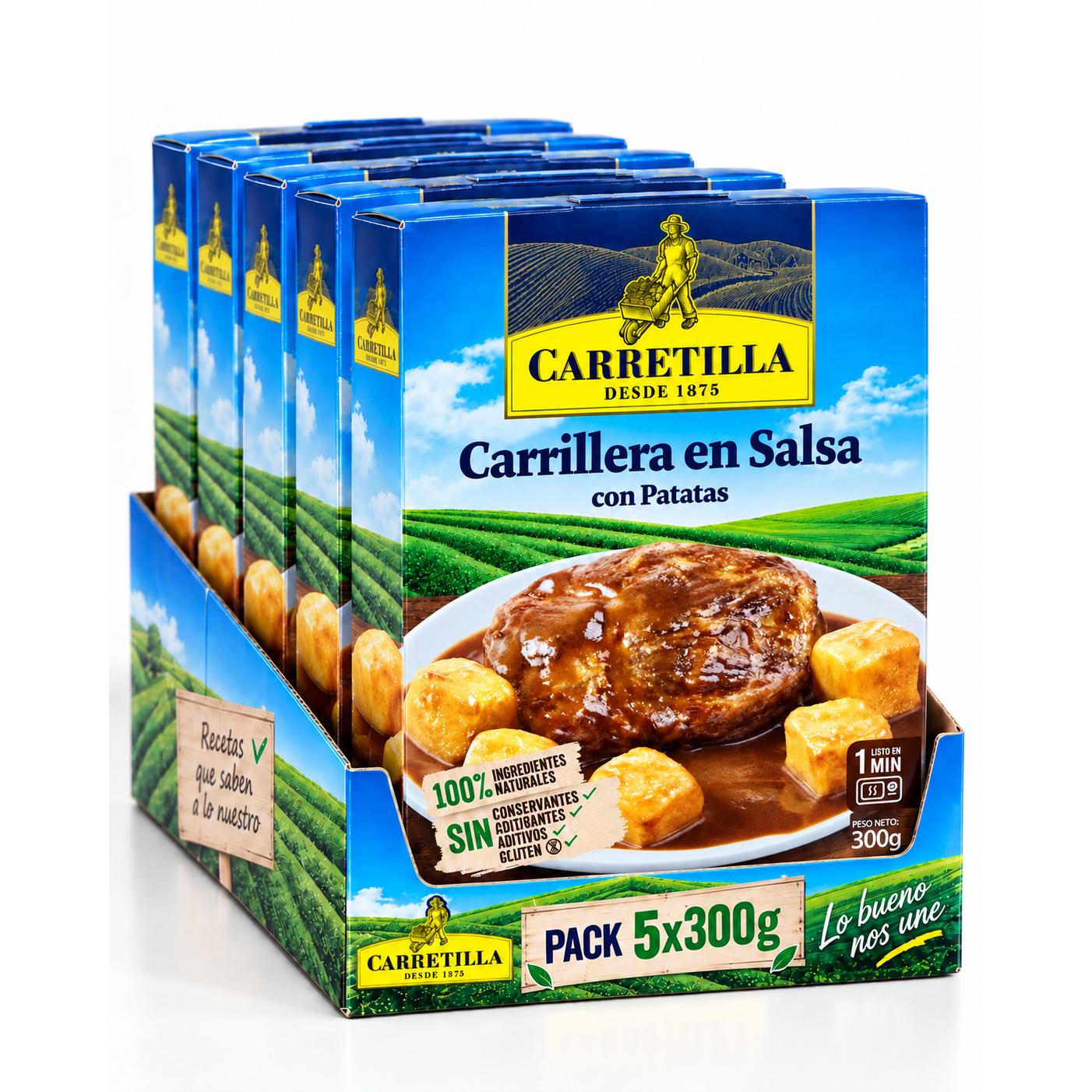 pack 5 bandejas carrillera en salsa con patatas 300g carretilla