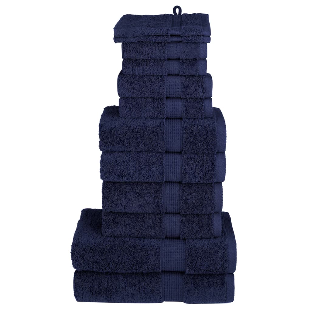 vidaXL Juego de toallas 12 piezas 100% algodón 600 gsm toalla Color Dorado, Azul, Azul marino y mas